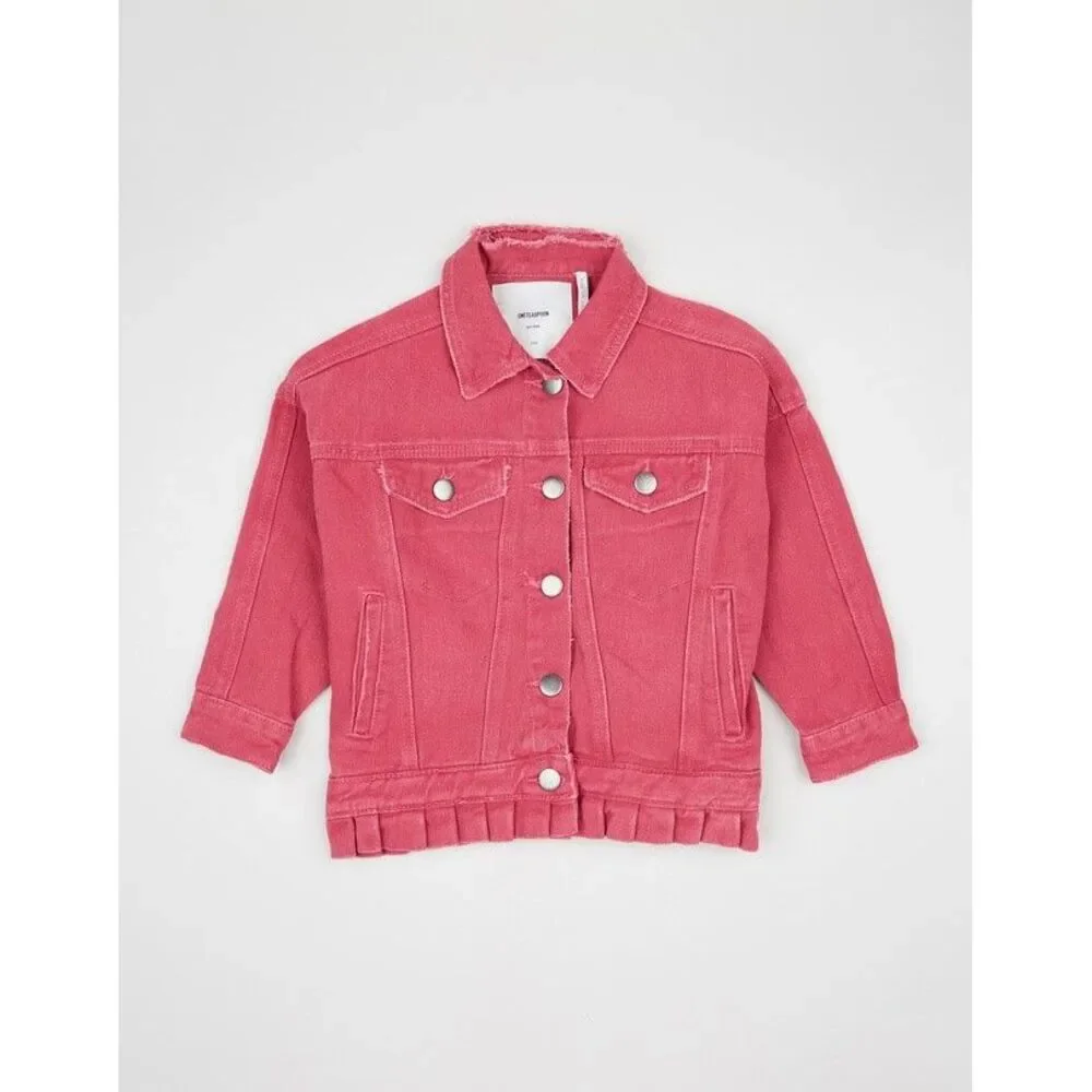 One Teaspoon NWT Girl's‎ All Star Denim Jacket in Ruby Size 9-10 MSRP $159